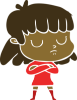 mulher indiferente dos desenhos animados de estilo de cor plana png