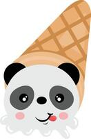 Funny panda ice cream cone melting vector