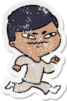 distressed sticker of a cartoon angry man png