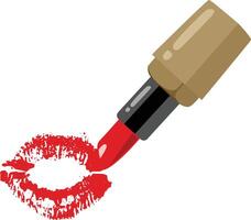 rojo lápiz labial y femenino labios vector