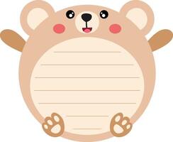 Cute teddy bear round sticker notebook and school label vector