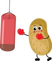 Funny potato character mascot playing boxing vector