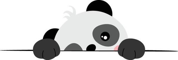 Adorable panda peeking out from behind vector