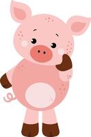 Pensive cute pig isolated on white vector