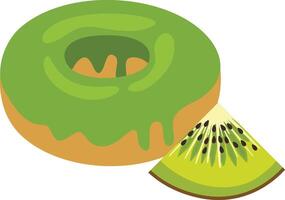 Sweet kiwi tasty green donut vector