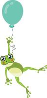 Adorable frog flying holding a balloon vector