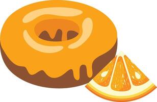 Tasty sweet orange donut with orange slice vector