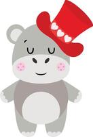 Cute hippo with red hat vector