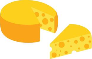 Yellow wheel round cheese block and slice vector