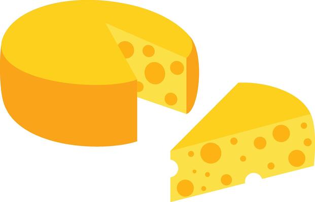 Yellow wheel round cheese block and slice