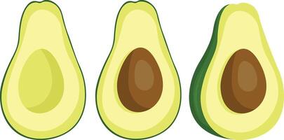 Set of half a fresh avocado vector