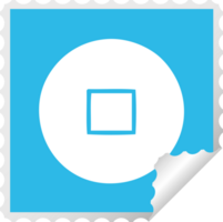 square peeling sticker cartoon of a stop button png