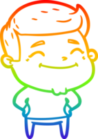 rainbow gradient line drawing of a happy cartoon man png