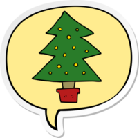 cartoon christmas tree with speech bubble sticker png