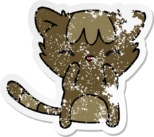 drawn distressed sticker cartoon of cute kawaii cat png