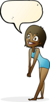 cartoon excited woman with speech bubble png