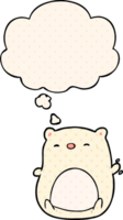 cartoon polar bear with thought bubble in comic book style png