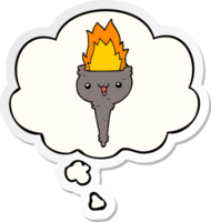 cartoon flaming chalice with thought bubble as a printed sticker png