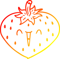 warm gradient line drawing of a happy cartoon strawberry png
