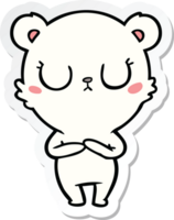 sticker of a peaceful cartoon polar bear png