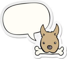 tekenfilm hond met bot met toespraak bubbel sticker png