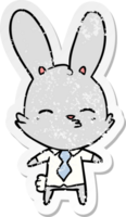 autocollant en détresse d'un dessin animé de lapin curieux png