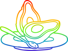 rainbow gradient line drawing of a halved avocado png