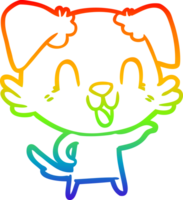 rainbow gradient line drawing of a laughing cartoon dog png