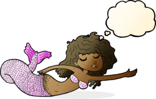 cartoon mermaid with thought bubble png