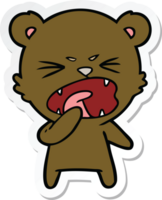 sticker of a angry cartoon bear shouting png