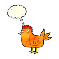 galinha dos desenhos animados com balão de pensamento png