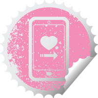 dating app on cell phone graphic distressed sticker illustration icon png