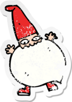 retro distressed sticker of a cartoon tiny santa png