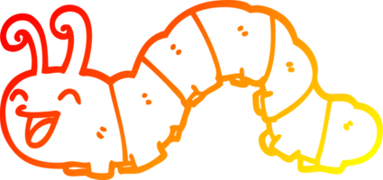 warm gradient line drawing of a cartoon laughing caterpillar png