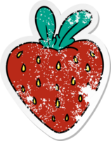 hand drawn distressed sticker cartoon doodle of a fresh strawberry png