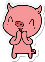 sticker of a happy cartoon pig png