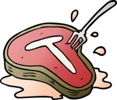 dessin animé cuit steak et fourchette png
