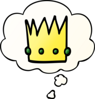 cartoon crown with thought bubble in smooth gradient style png