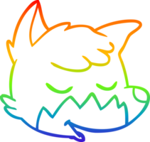 rainbow gradient line drawing of a cartoon fox face png