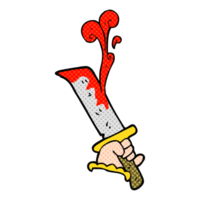 drawn cartoon hand with bloody dagger png