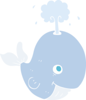 flat color illustration of whale spouting water png