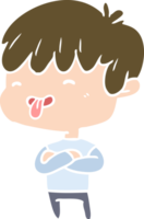 flat color style cartoon boy sticking out tongue png