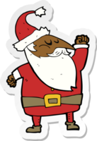 sticker of a cartoon santa claus punching air png