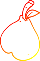 warm gradient line drawing of a cartoon pear png