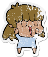 distressed sticker of a cartoon woman png