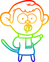 rainbow gradient line drawing of a cartoon shocked monkey png