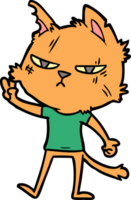 tough cartoon cat giving victory sign png