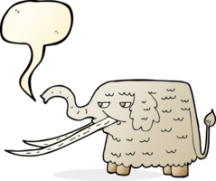 dessin animé mammouth laineux avec bulle de dialogue png