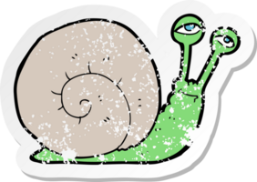 adesivo retrô angustiado de um caracol de desenho animado png