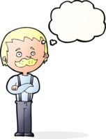 cartoon man with mustache with thought bubble png